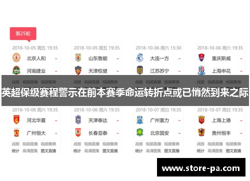 英超保级赛程警示在前本赛季命运转折点或已悄然到来之际